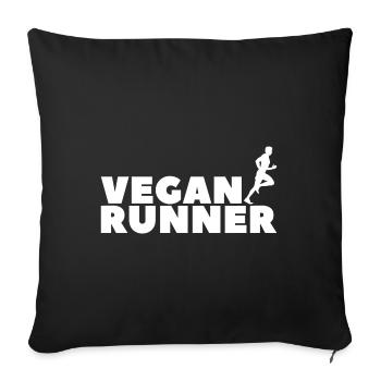 Vegan runner Homme Sport Cadeau Plant - Housse de coussin décorative 45 x 45 cm - noir - Devant