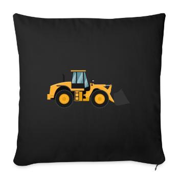 Machine de chargement silhouette cadeau de chargeuse sur pneus - Housse de coussin décorative 45 x 45 cm - noir - Devant