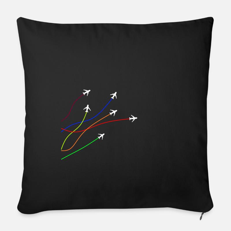 Pilot Flugzeug bunt - Sofakissenbezug 45 x 45 cm - Schwarz
