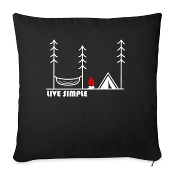 Live simple Camping Camper cadeau - Housse de coussin décorative 45 x 45 cm - noir - Devant