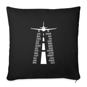 Avion alphabet pilote - Housse de coussin décorative 45 x 45 cm - noir - Devant
