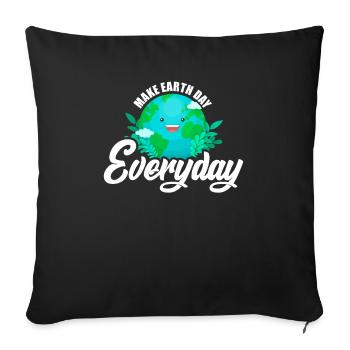 Tag der Erde / Tag der Erde das Geschenk der Zukunft - Sofakissenbezug 45 x 45 cm - Schwarz - Vorne