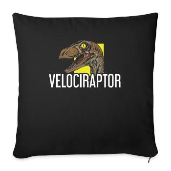 Velociraptor dinosaure enfants cadeau - Housse de coussin décorative 45 x 45 cm - noir - Devant