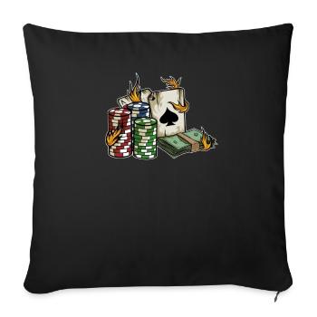 Poker Card Game Poker - Sofa pillowcase 17,3'' x 17,3'' (45 x 45 cm) - black - Front