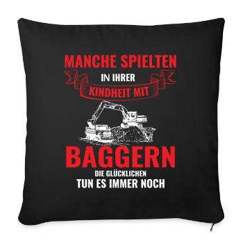 Cadeau de conducteur de pelle excavatrice - Housse de coussin décorative 45 x 45 cm - noir - Devant