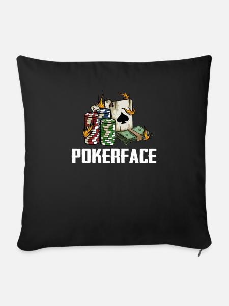 Pokerface Pokern Poker - Sofakissenbezug 45 x 45 cm - Schwarz