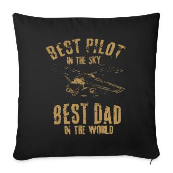 Pilot Piloten Spruch Vater - Sofakissenbezug 45 x 45 cm - Schwarz - Vorne