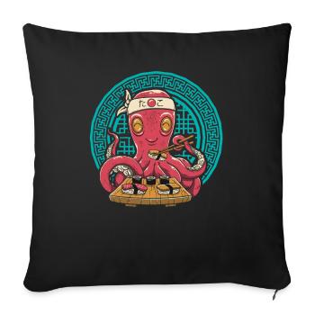 Sushi japonais pieuvre - Housse de coussin décorative 45 x 45 cm - noir - Devant