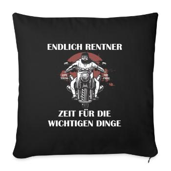 Motocycliste à la retraite - Housse de coussin décorative 45 x 45 cm - noir - Devant