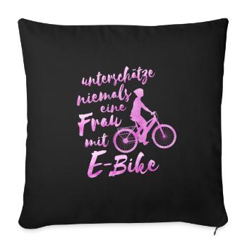 e bike bike femme cadeau e bike - Housse de coussin décorative 45 x 45 cm - noir - Devant