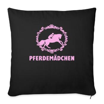 Cheval fille à cheval - Housse de coussin décorative 45 x 45 cm - noir - Devant