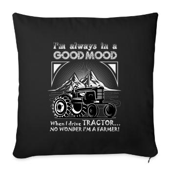 Tracteur dit fermier - Housse de coussin décorative 45 x 45 cm - noir - Devant
