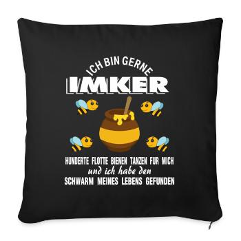 Apiculteur rigolote disant abeilles - Housse de coussin décorative 45 x 45 cm - noir - Devant