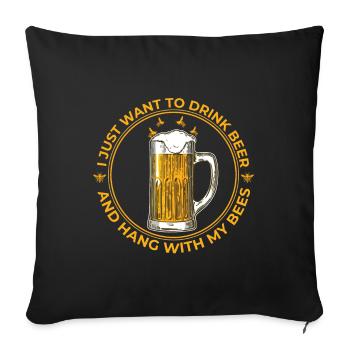 Bier Bienen Imker lustiger Spruch - Sofakissenbezug 45 x 45 cm - Schwarz - Vorne