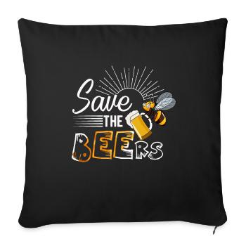 Abeille bière dire cadeau cool - Housse de coussin décorative 45 x 45 cm - noir - Devant