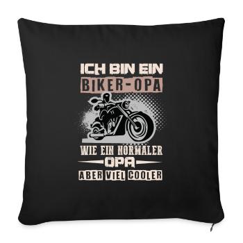 Motard grand-père motocycliste - Housse de coussin décorative 45 x 45 cm - noir - Devant
