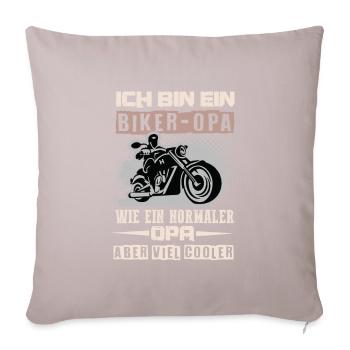 Biker Opa Motorrad Motorradfahrer - Sofakissenbezug 45 x 45 cm - helles Taupe - Vorne