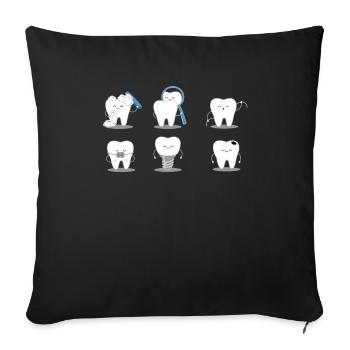 T-shirt Drôle Cadeau Dentiste Docteur Dents - Housse de coussin décorative 45 x 45 cm - noir - Devant