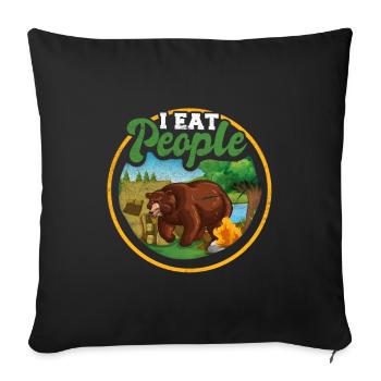 Bear I eat people Camping Camper - Sofa pillowcase 17,3'' x 17,3'' (45 x 45 cm) - black - Front