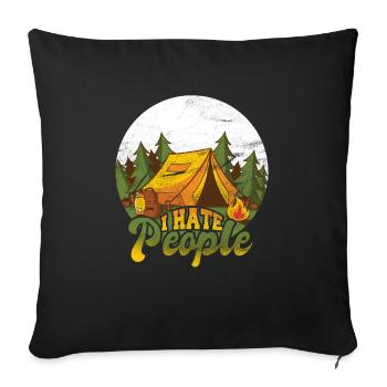 I hate people camping camper camping - Sofa pillowcase 17,3'' x 17,3'' (45 x 45 cm) - black - Front
