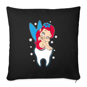 Dentiste dentiste dent elfe fée - Housse de coussin décorative 45 x 45 cm - noir - Devant