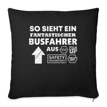 Chauffeur de bus dire drôle - Housse de coussin décorative 45 x 45 cm - noir - Devant