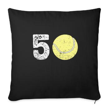 Cadeau de tennis du cinquantième anniversaire - Housse de coussin décorative 45 x 45 cm - noir - Devant