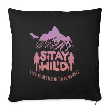 Hiking forest mountains - Sofa pillowcase 17,3'' x 17,3'' (45 x 45 cm) - black - Front