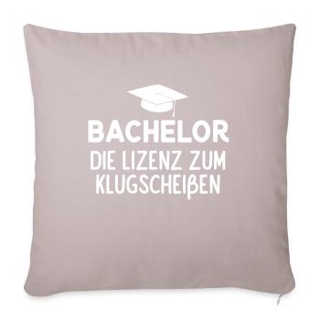 Bachelor Lizenz zum Klugscheißen - Sofakissenbezug 45 x 45 cm - helles Taupe - Vorne