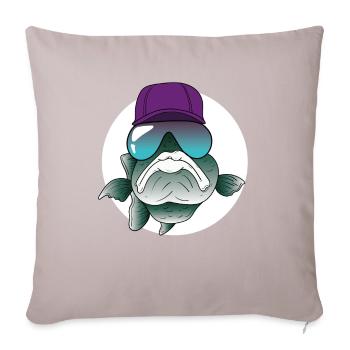 Poisson cool avec lunettes de soleil et cap - Housse de coussin décorative 45 x 45 cm - taupe clair - Devant