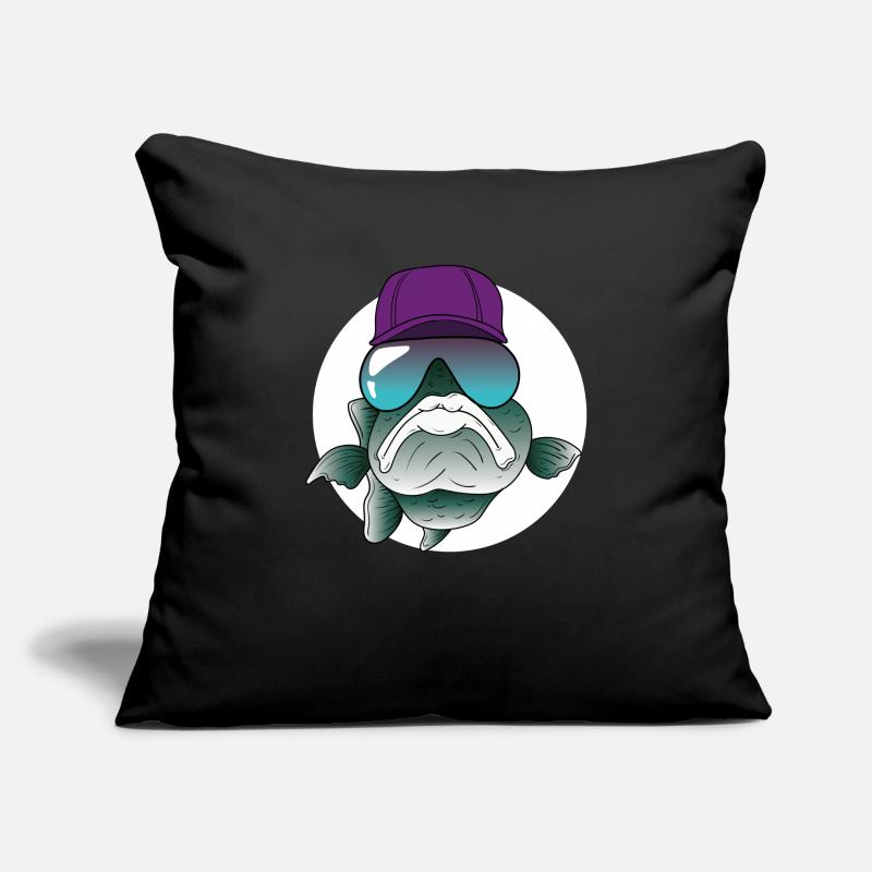 Poisson cool avec lunettes de soleil et cap Housse de coussin décorative 45 x 45 cm