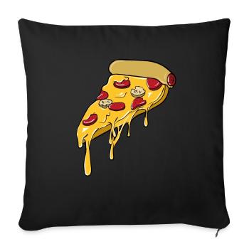 Pizza love pizza piece - Housse de coussin décorative 45 x 45 cm - noir - Devant