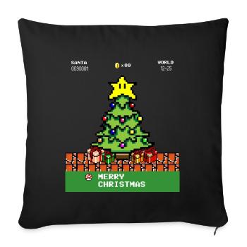 Joyeux Noël Gamer Pixel Sapin - Housse de coussin décorative 45 x 45 cm - noir - Devant