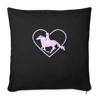 Riding horses - Sofa pillowcase 17,3'' x 17,3'' (45 x 45 cm) - black - Front