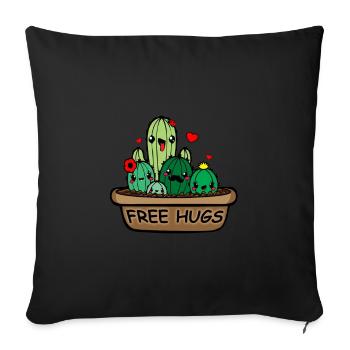 Free hugs Kaktus - Sofakissenbezug 45 x 45 cm - Schwarz - Vorne