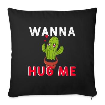 Kaktus wanna hug me - Sofakissenbezug 45 x 45 cm - Schwarz - Vorne