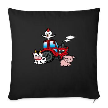 Tractor Tractors Gift Farm - Sofa pillowcase 17,3'' x 17,3'' (45 x 45 cm) - black - Front