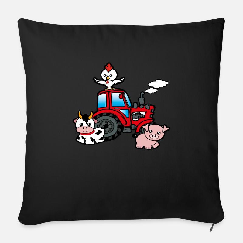 Tractor Tractors Gift Farm - Sofa pillowcase 17,3'' x 17,3'' (45 x 45 cm) - black