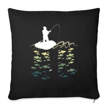 Fishing Anglers - Sofa pillowcase 17,3'' x 17,3'' (45 x 45 cm) - black - Front