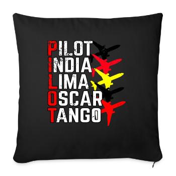 Pilot Pilot Alphabet - Sofa pillowcase 17,3'' x 17,3'' (45 x 45 cm) - black - Front
