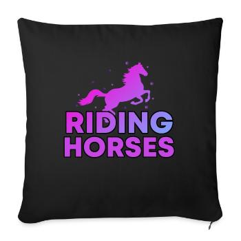 Équitation - Housse de coussin décorative 45 x 45 cm - noir - Devant