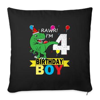 4 Jahre alt Geburtstag Dinosaurier T-Shirt - Sofakissenbezug 45 x 45 cm - Schwarz - Vorne