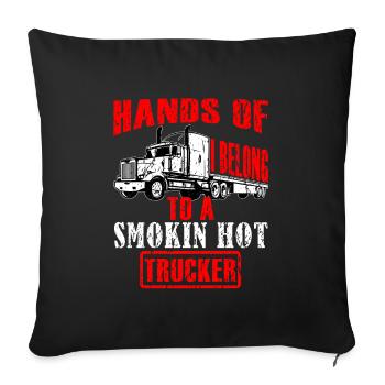 J'appartiens à un camion de camionneur - Housse de coussin décorative 45 x 45 cm - noir - Devant