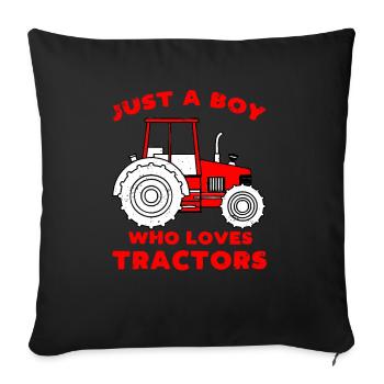 Nur ein Junge der Traktor Traktoren liebt - Sofakissenbezug 45 x 45 cm - Schwarz - Vorne