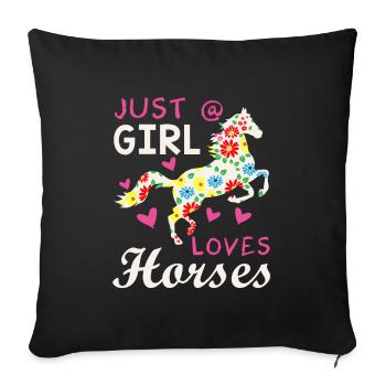 Seule une fille qui aime les chevaux - Housse de coussin décorative 45 x 45 cm - noir - Devant