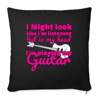 Guitariste guitare - Housse de coussin décorative 45 x 45 cm - noir - Devant