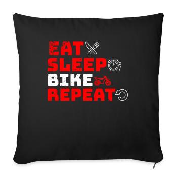 Eat Sleep Bike Repeat - Sofa pillowcase 17,3'' x 17,3'' (45 x 45 cm) - black - Front