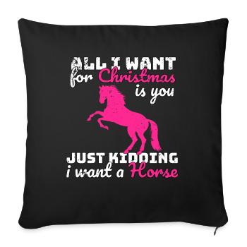 Chevaux de Noël équitation sort - Housse de coussin décorative 45 x 45 cm - noir - Devant