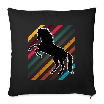 Chevaux de cheval Vintage - Housse de coussin décorative 45 x 45 cm - noir - Devant