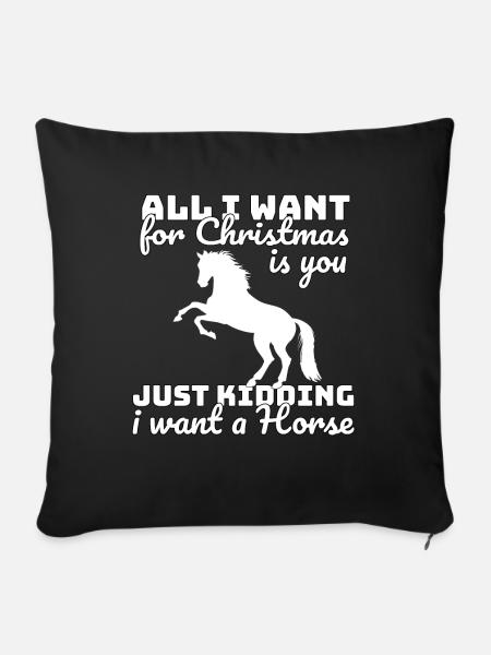 Weihnachten Pferde Spruch - Sofakissenbezug 45 x 45 cm - Schwarz